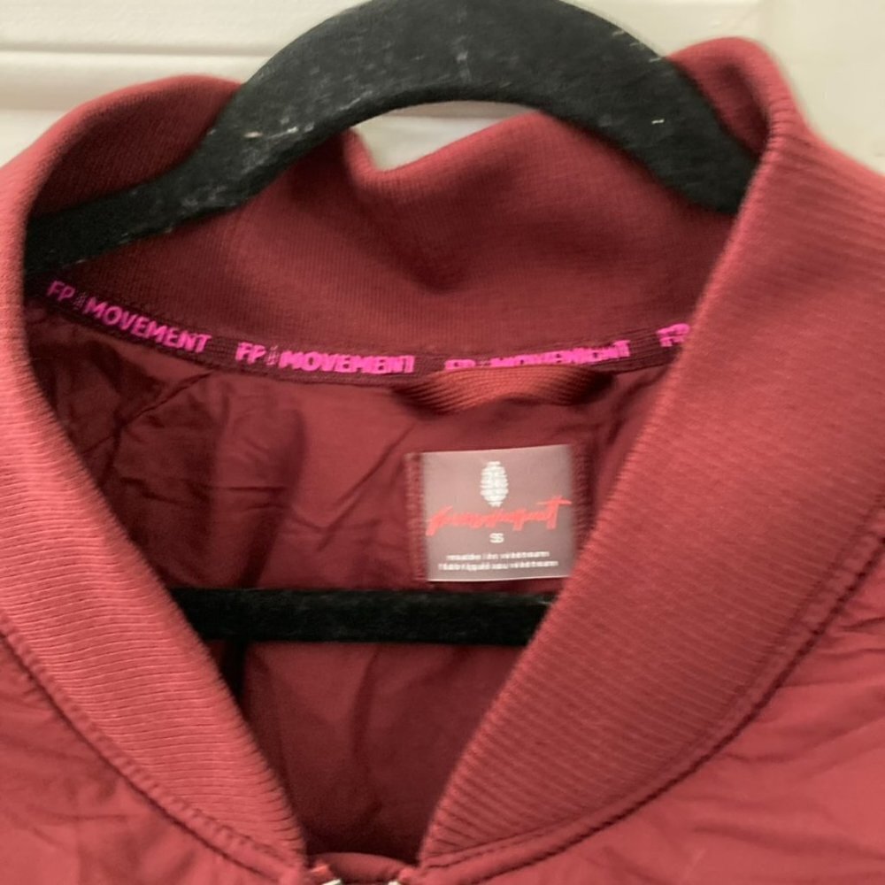 NWT Free People Movement Midnight Moon Solid Bomber Jacket Wine/Oxblood Sz S - Picture 8 of 9
